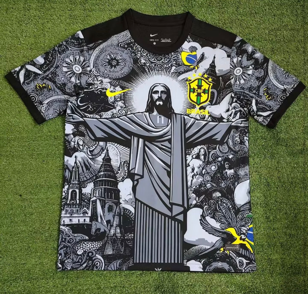 2024 Brazil Special Edition Jesus Black Gray Soccer Jersey